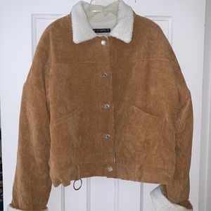 ZAFUL Beige Fur lined bomber coat - XL